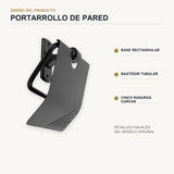 Diseño del portarrollos en aluminio negro con cinco ranuras diagonales