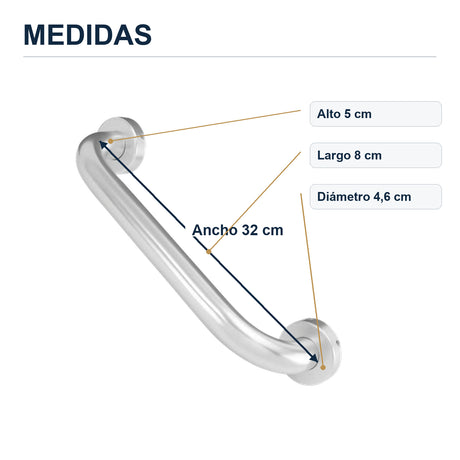 Barra de seguridad de 30 cm en aluminio cromado