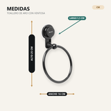 Medidas verificadas de toallero de aro con ventosa