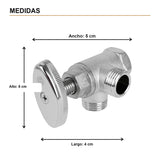 Medidas verificadas — Registro Doble en Zinc Cromado de 1/2”
