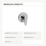 Registro monocontrol para ducha en ABS cromado con escudo redondo con medidas verificadas