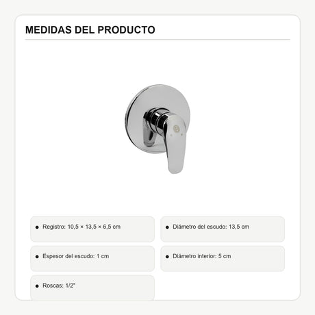 Registro monocontrol para ducha en ABS cromado con escudo redondo