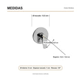 Medidas verificadas sobre el producto — Registro monocontrol para ducha en ABS cromado con escudo redondo