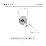 Medidas verificadas sobre el producto — Registro monocontrol para ducha en ABS cromado con manija calada