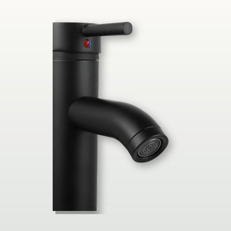 Mezclador alto para lavamanos en acero negro con manija de zinc