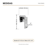Medidas verificadas sobre el producto — Registro sencillo para ducha de agua fría con escudo cuadrado cromado