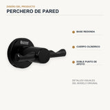 Diseño del perchero mural de dos ganchos en aluminio negro