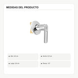 Registro sencillo para ducha en latón con manija calada cromada con medidas verificadas