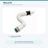 Contenido incluido con un conjunto de desagüe y sifón corrugado
