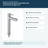 Contenido y características del grifería alta de acero inoxidable para lavamanos de agua fría
