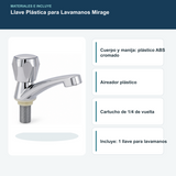 Materiales y contenido de llave plástica cromada para lavamanos Mirage