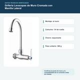 Grifería Lavacopas de Muro Cromada con Manilla Lateral: diagrama o datos técnicos verificados