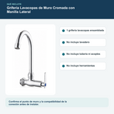 Grifería Lavacopas de Muro Cromada con Manilla Lateral: contenido y características