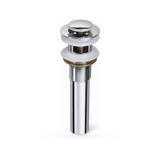 Desagüe Metálico Click-Clack con Rebose de 1 1/4 Pulgadas y Tubo de 12 cm completo sobre fondo blanco profesional