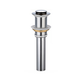 Desagüe Metálico Click-Clack sin Rebose de 1 1/4 Pulgadas con Tubo de 15 cm completo sobre fondo blanco profesional