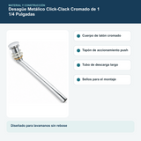 Materiales y construcción verificados del desagüe metálico click-clack cromado de 1 1/4 pulgadas