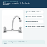 Contenido y características del grifería para lavaplatos de dos manijas antonella