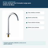 Materiales y construcción verificados del cuello vertical fijo cromado largo para grifería de mesa