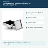 Desagüe de Piso Invisible 10 × 10 cm en Acero Inoxidable 304: contenido y características