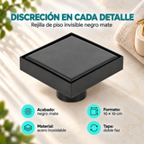 Características: negro mate, acero inoxidable, 10 x 10 cm y tapa doble faz