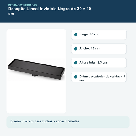 Desagüe Lineal Invisible Negro de 30 × 10 cm