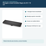 Contenido y características del desagüe lineal invisible negro de 30 × 10 cm