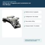 Grifería de 4 Pulgadas para Lavamanos con Dos Manijas: diagrama o datos técnicos verificados