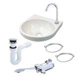Set Griferia Pedal Lavamanos Porcelana Blanco 30x30 Deságües