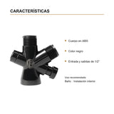 Características verificadas — Válvula Desviadora para Ducha en ABS Negra