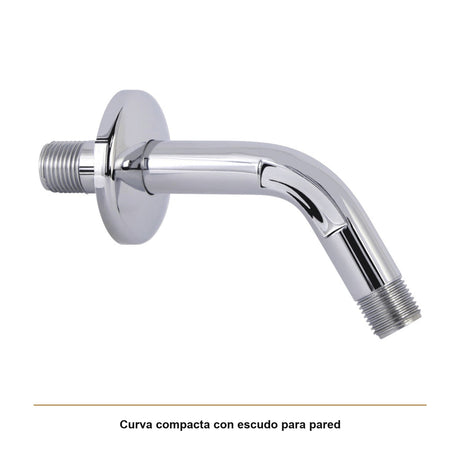 Tubo Curvo con Escudo para Regadera en ABS Cromado