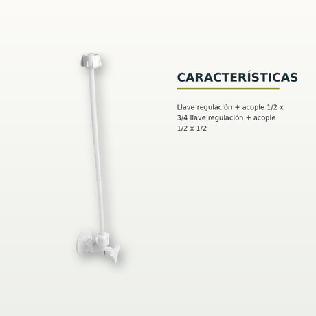 Llave de regulación con acople 1/2 × 1/2