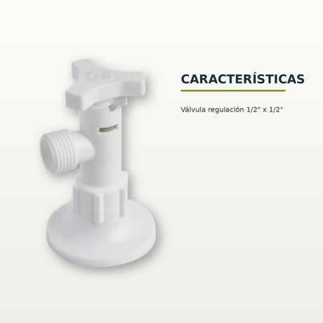Válvula de regulación 1/2 × 1/2 blanca