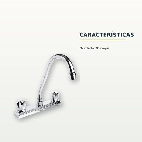 Mezclador para cocina Nuquí de 8 pulgadas cromado