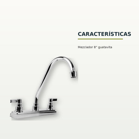 Mezclador para cocina Guatavita de 8 pulgadas cromado