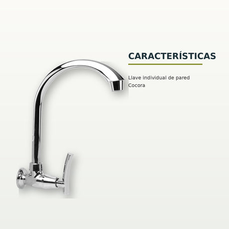 Llave individual de pared para cocina Cocora cromada