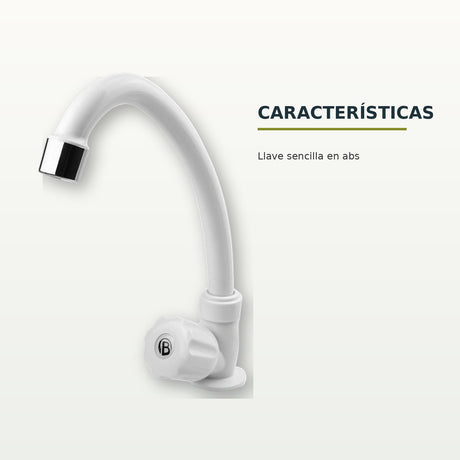 Llave sencilla de pared en ABS blanco con perilla