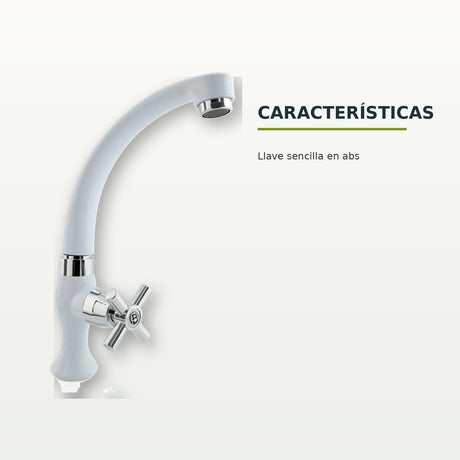 Llave sencilla de pared en ABS blanco con cruceta