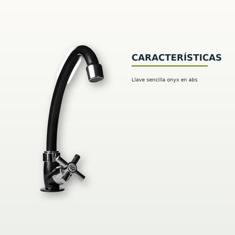 Llave sencilla de pared Onyx en ABS negro con cruceta
