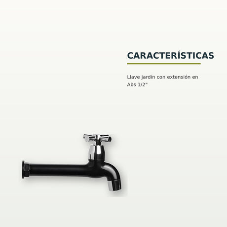 Llave de jardín en ABS negro con extensión de 1/2 pulgada