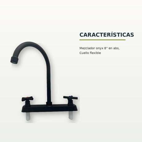 Mezclador Onyx de 8 pulgadas en ABS con cuello flexible negro
