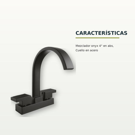Mezclador Onyx de 4 pulgadas en ABS con cuello de acero negro