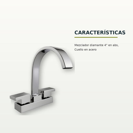 Mezclador Diamante de 4 pulgadas en ABS con cuello de acero cromado