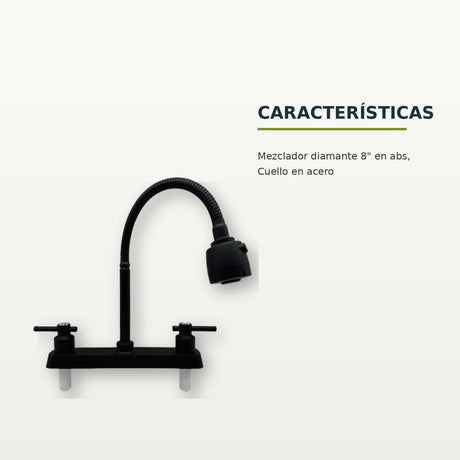 Mezclador Diamante de 8 pulgadas en ABS con cuello de acero negro