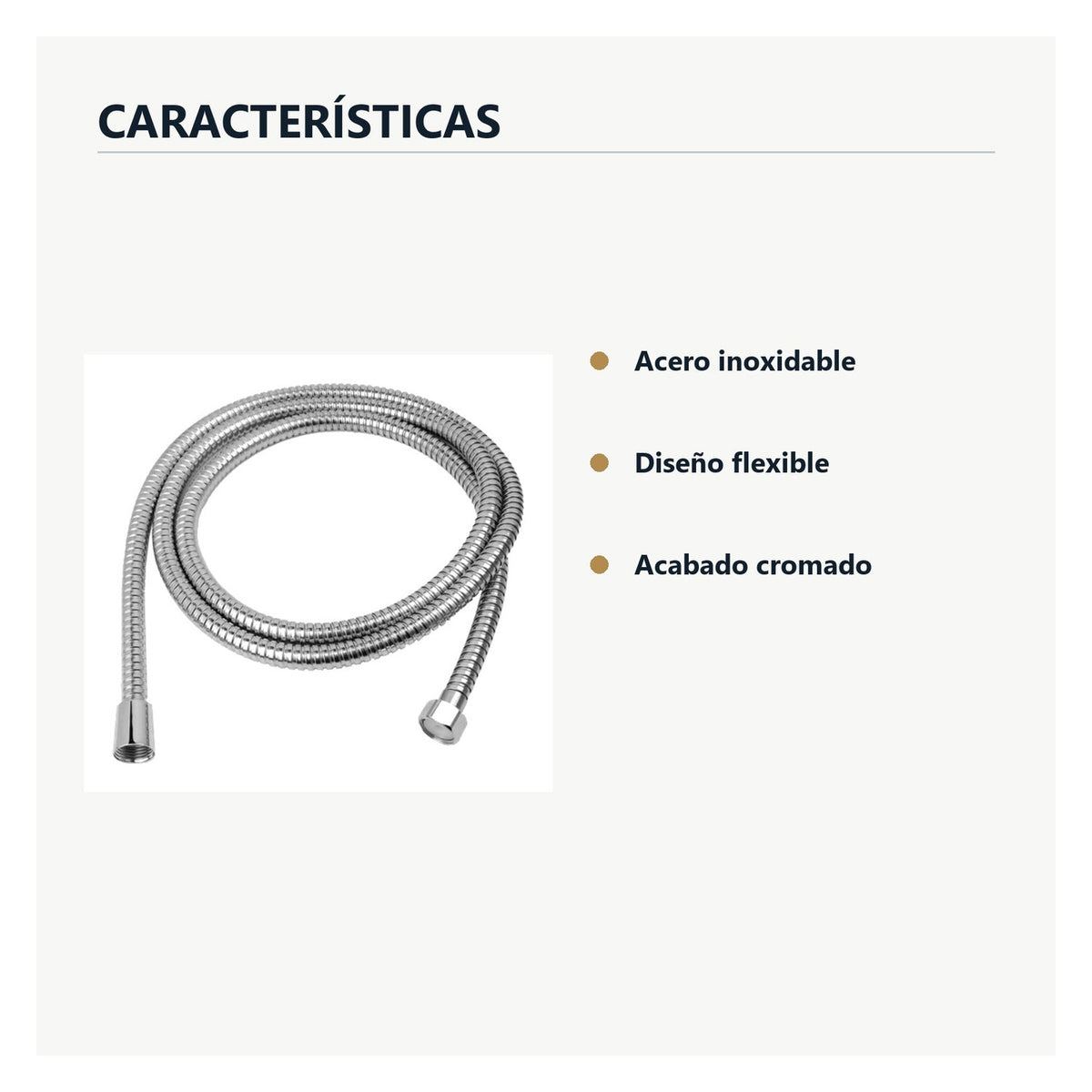 Características de manguera flexible cromada para teleducha de 2 m