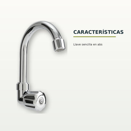Llave sencilla de pared en ABS cromado con perilla