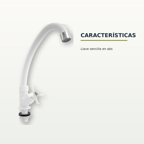 Llave sencilla de pared en ABS blanco