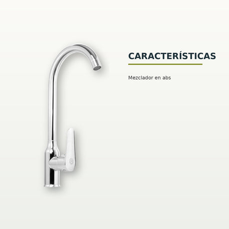 Mezclador de cocina en ABS con manija lateral blanca
