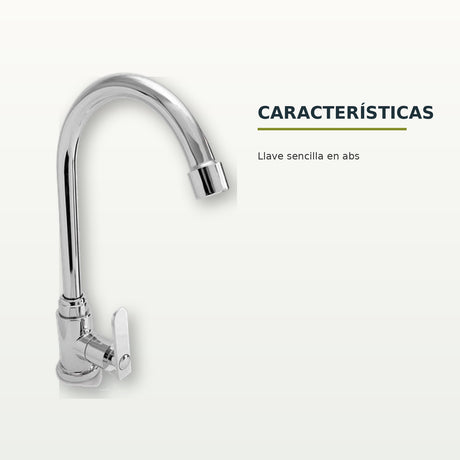 Llave sencilla de pared en ABS cromado