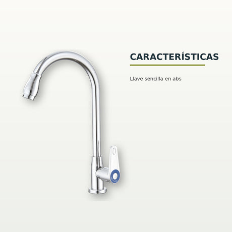 Llave sencilla de pared en ABS cromado con palanca lateral