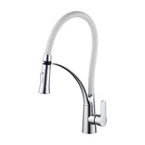 Griferia Monocontrol para Lavaplatos - Cuello Ajustable en Bronce Cromado - Blanco - imagen 5